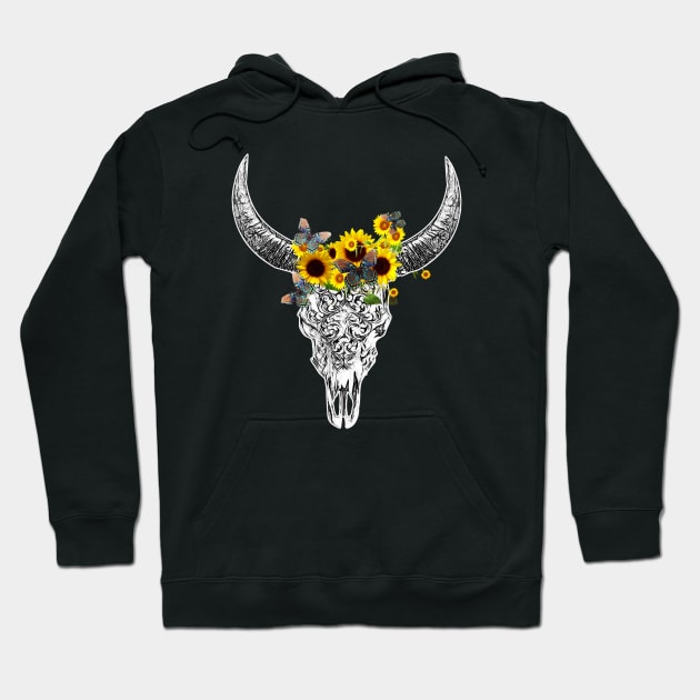 Cow skull floral 15 Hoodie by Collagedream